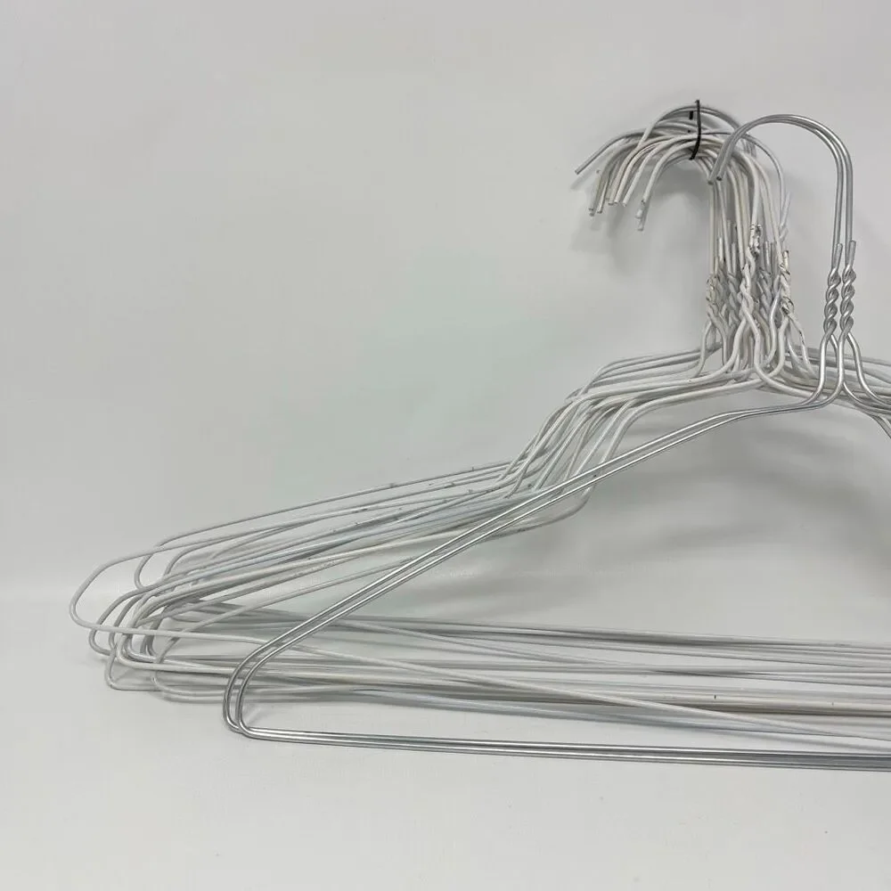 White Silver Lot Vintage Wire Metal Clothes Clothing Hangers Dresses Shirts MCM